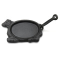Cow Shaped Cast Iron Sizzer Pan With Wooden Tray